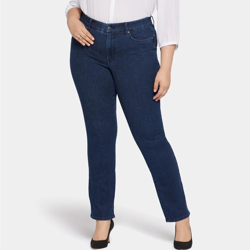 NYDJ Waist-match Straight Leg Jeans Blue Rendezvous 3X Minimalist Casual Preppy